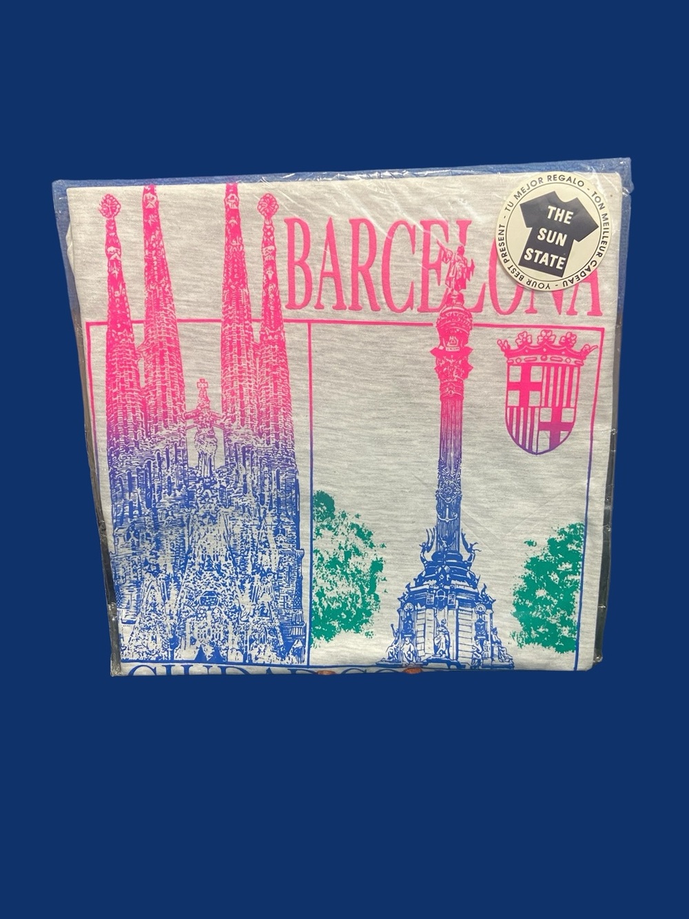 Vintage 90s Barcelona Souvenir Vintage T-Shirt Short Sleeve Gray 100% Cotton